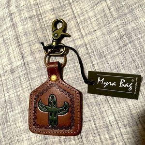 Myra LEATHER Keychain cactus desert style 2949 succulent unisex